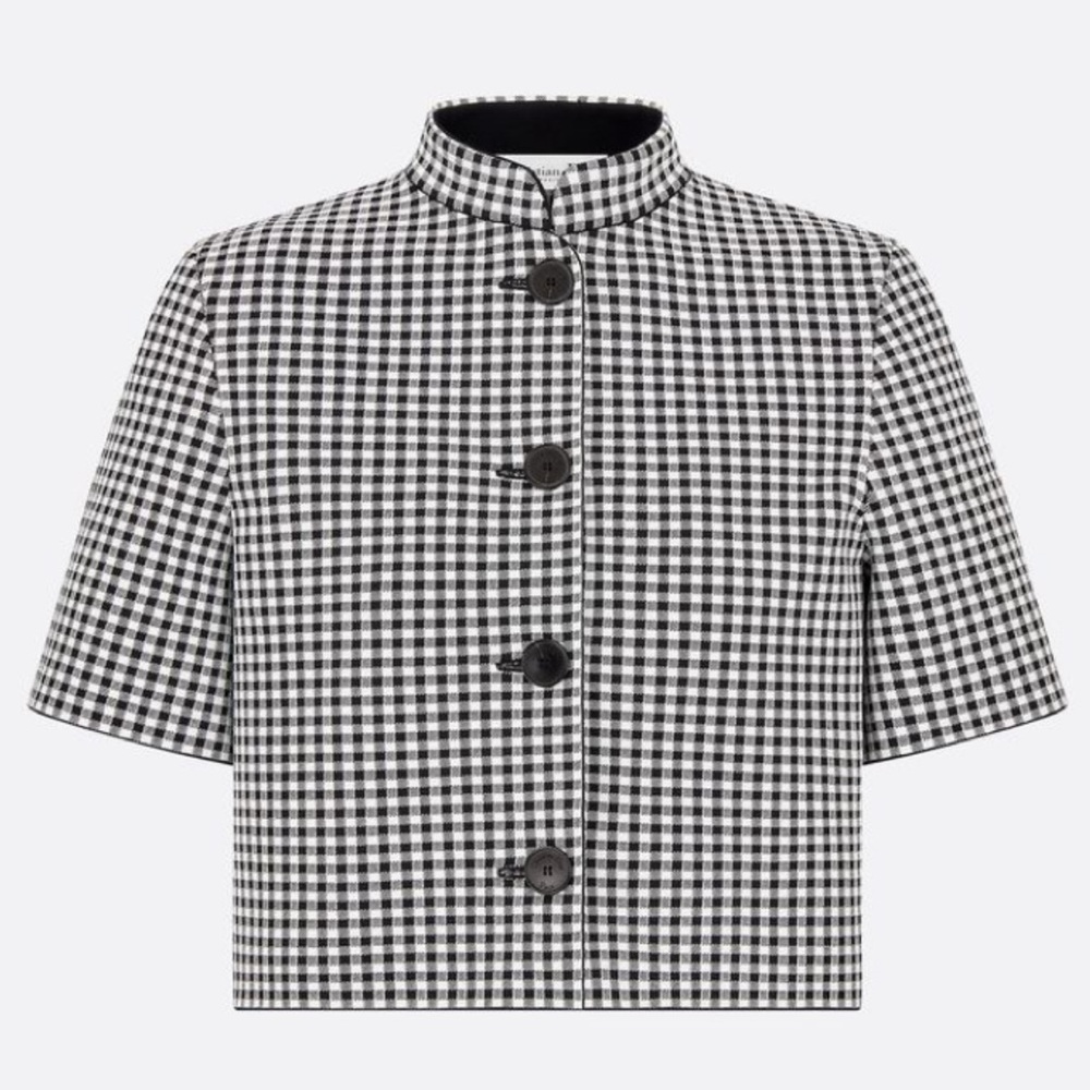 Cropped Jacket Gray and Black Check'n'Dior Knit | DIOR - Picture 2 of 11